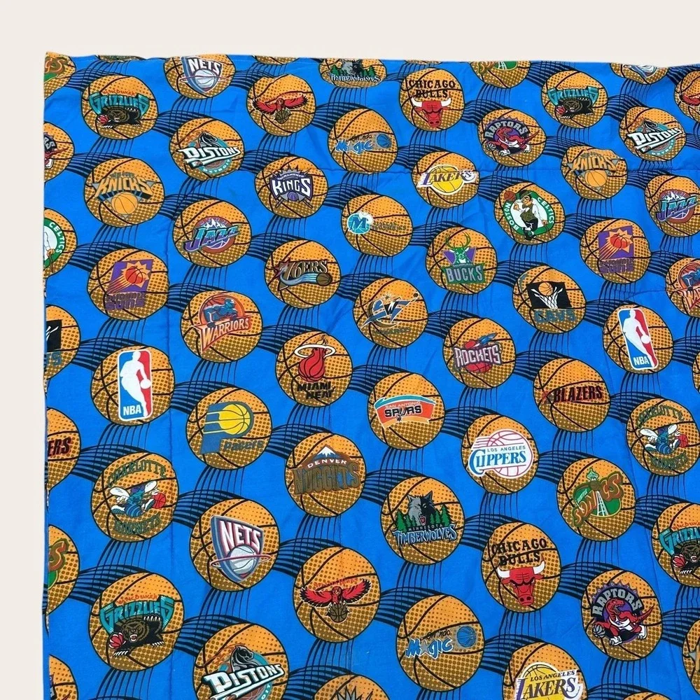 Vintage NBA Basketball Comforter TWIN Size‎ Blue Team Logos Springs USA 90s